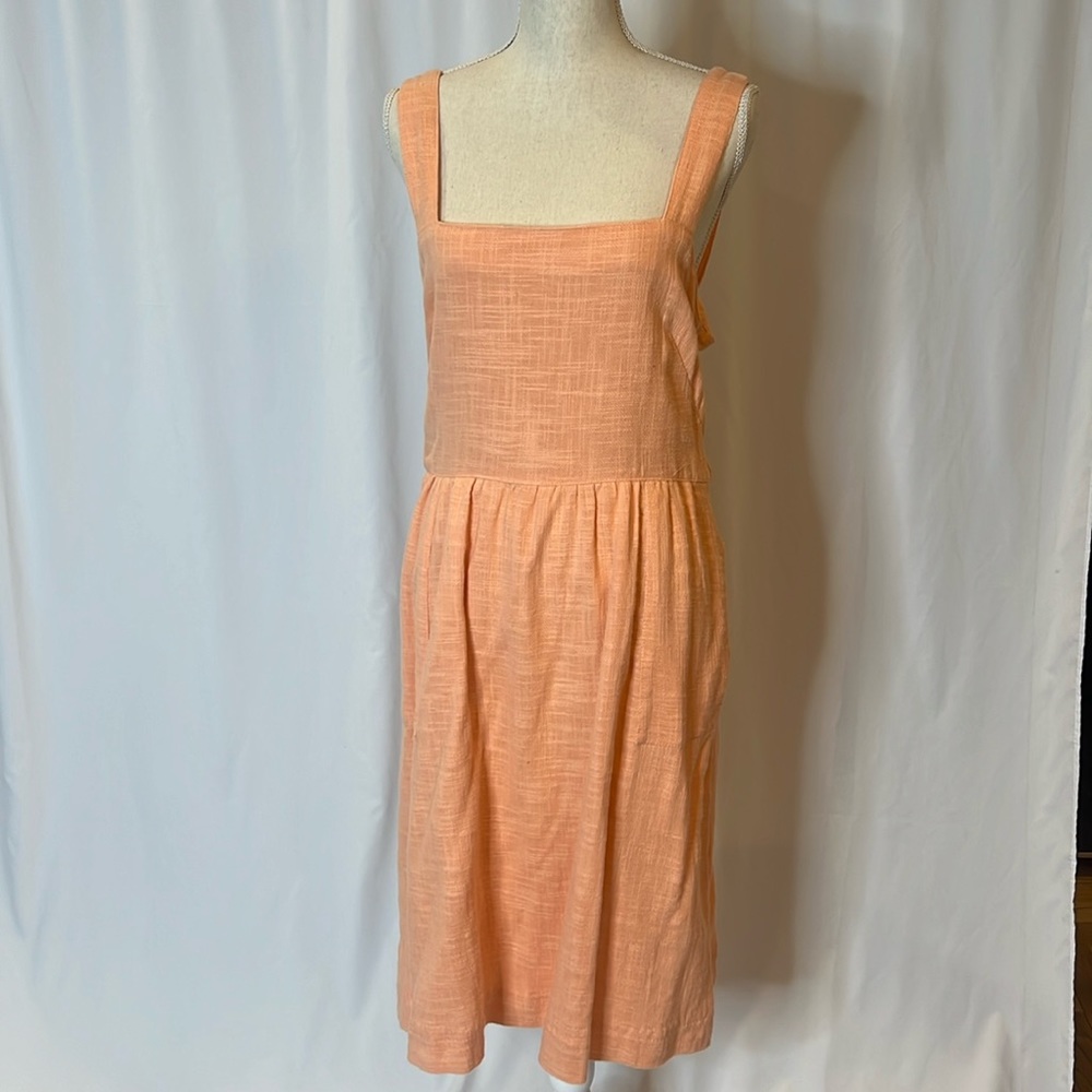 NWT Anthropologie Meadow Rue Ingalls Tie Waist Dress Size 12 Peach